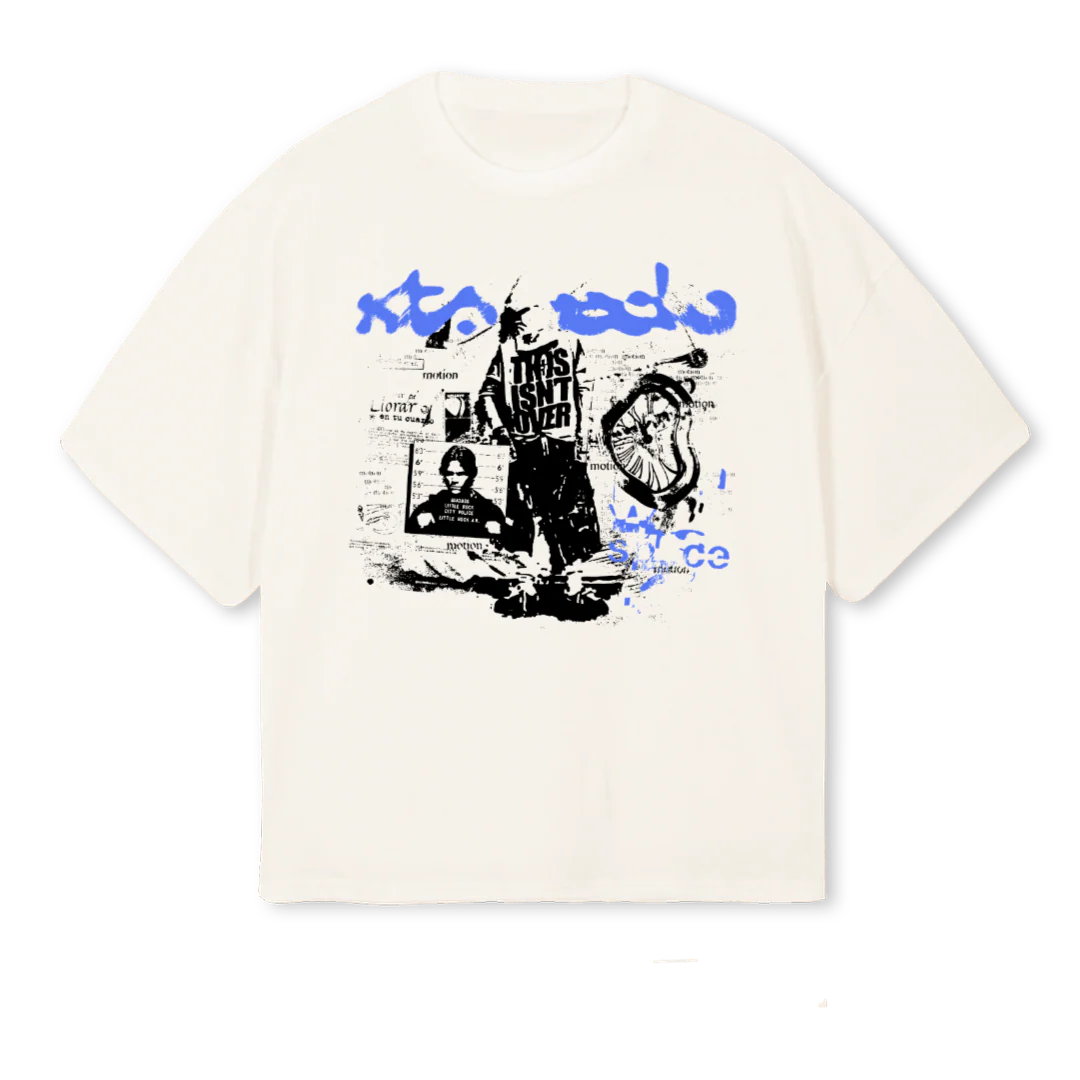 DESIGNONE Vintage White Oversized Boxy Tee.