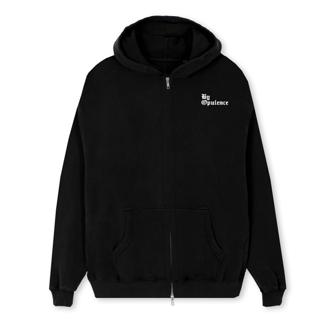 DICEZIP Black Regular Zipped Hoodie.