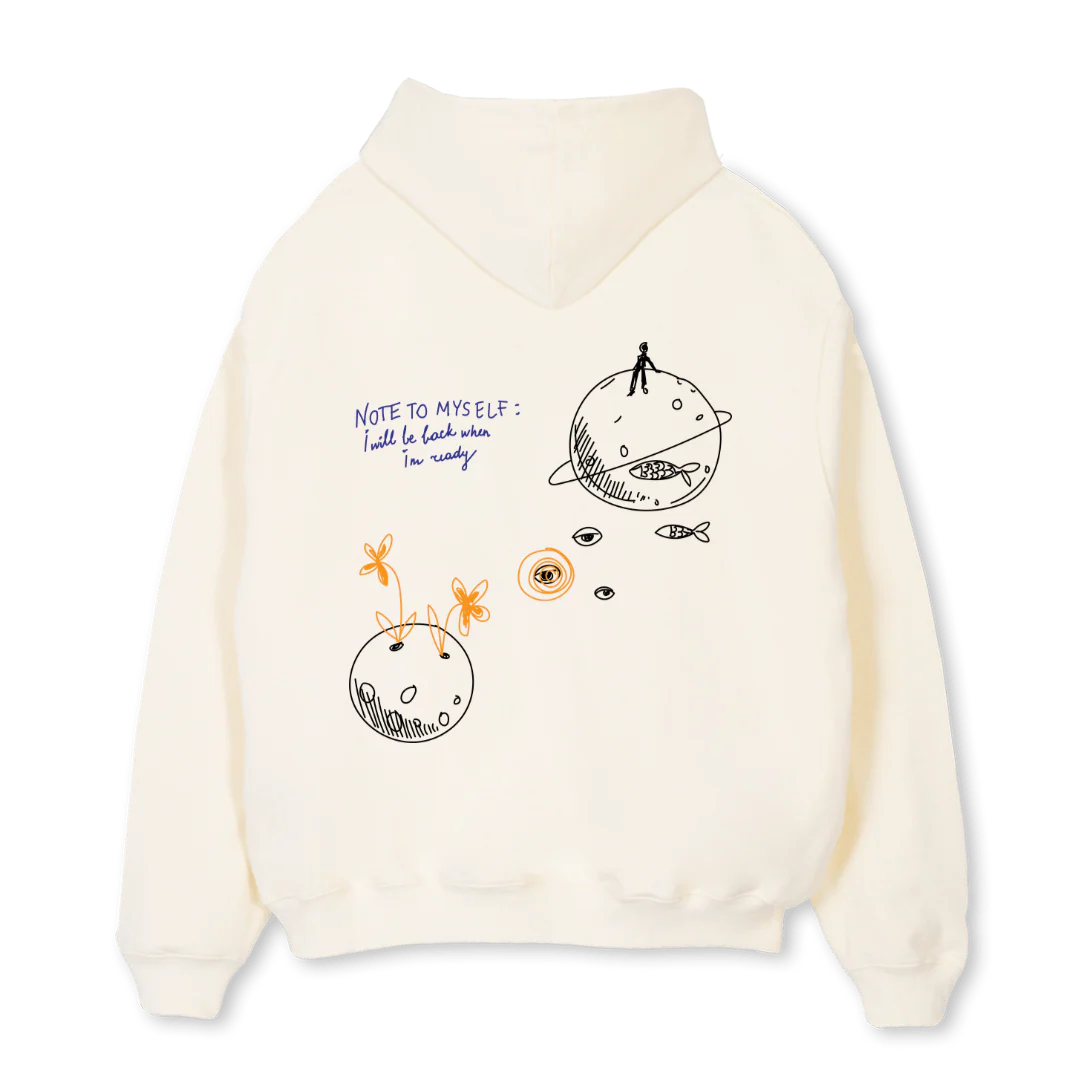DIFFERENT BEING Cream Oversized Hoodie. - Image 2