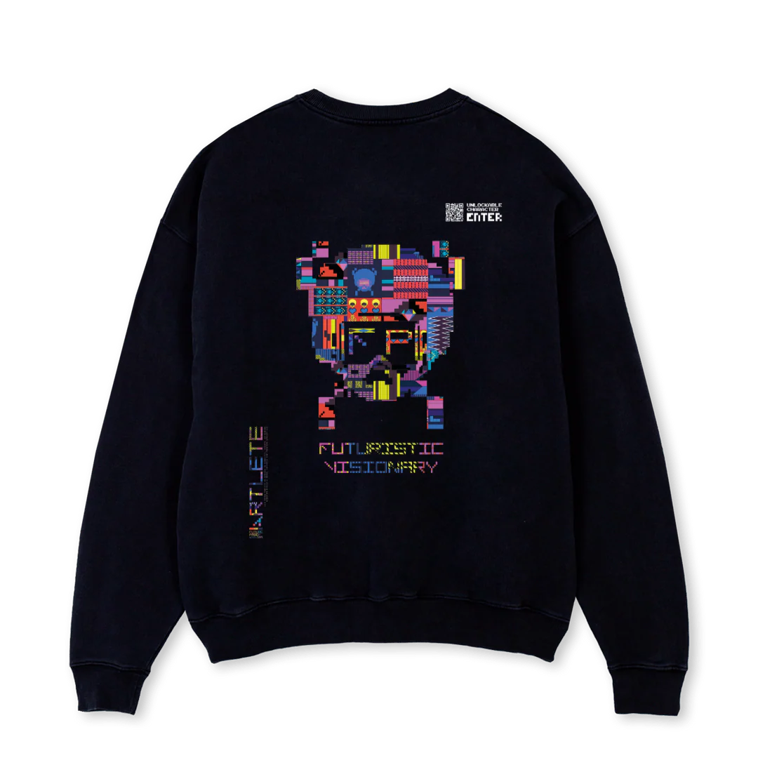 DIGITAL TRIBE Black Oversized Crewneck Sweater. - Image 2