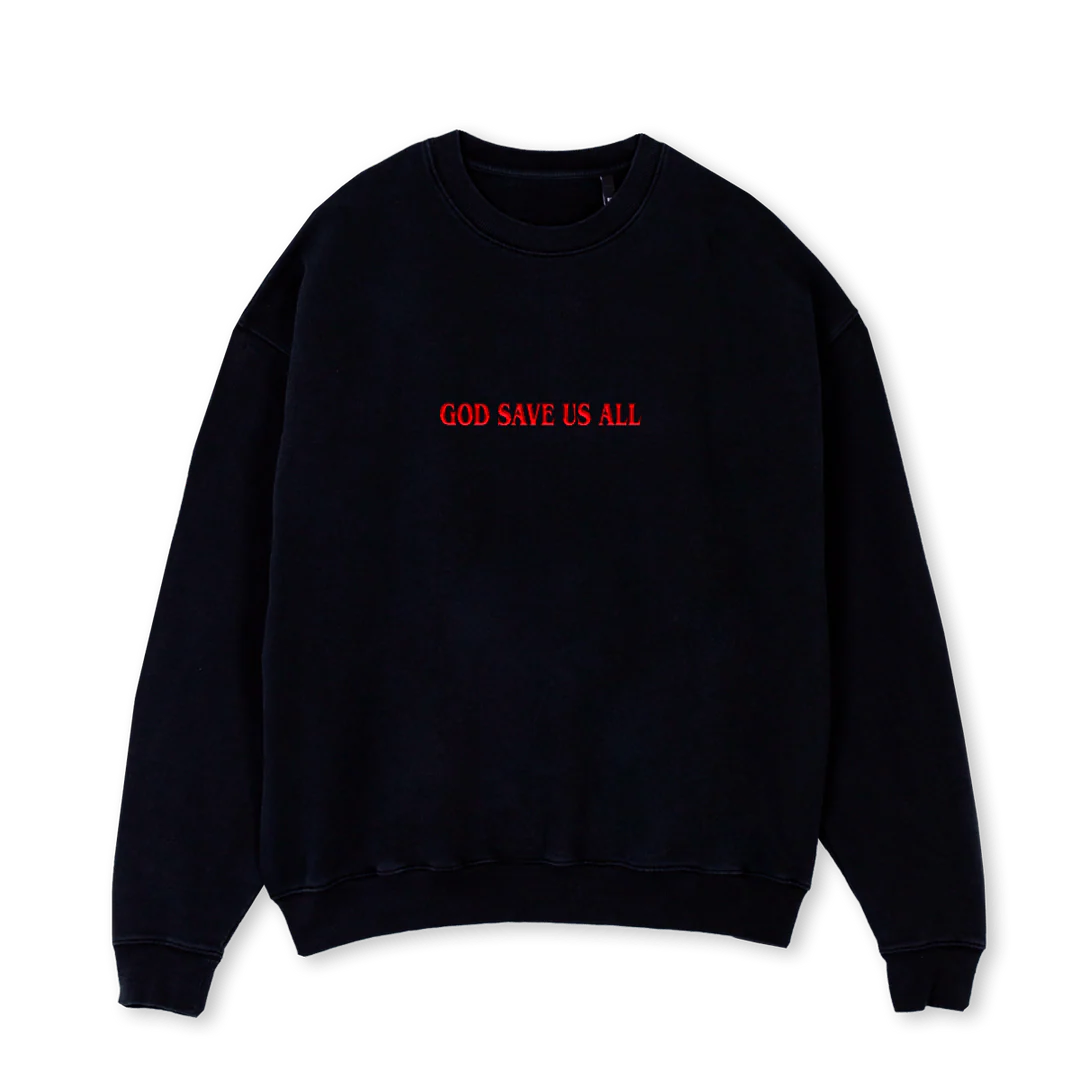 DIVINE Black Oversized Crewneck Sweater.