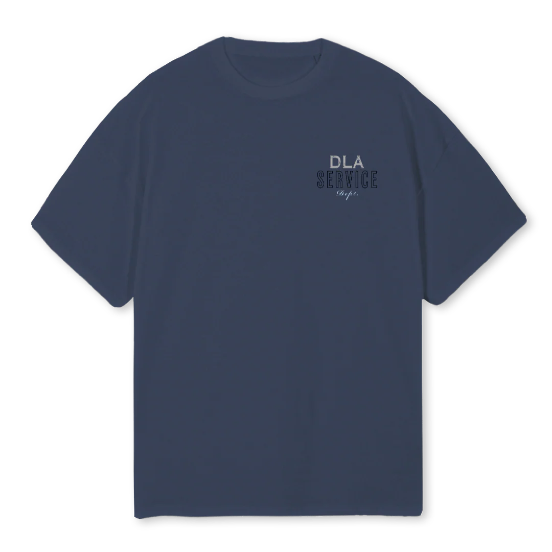 DLASERVICEDEPT Navy Blue Oversized Tee.