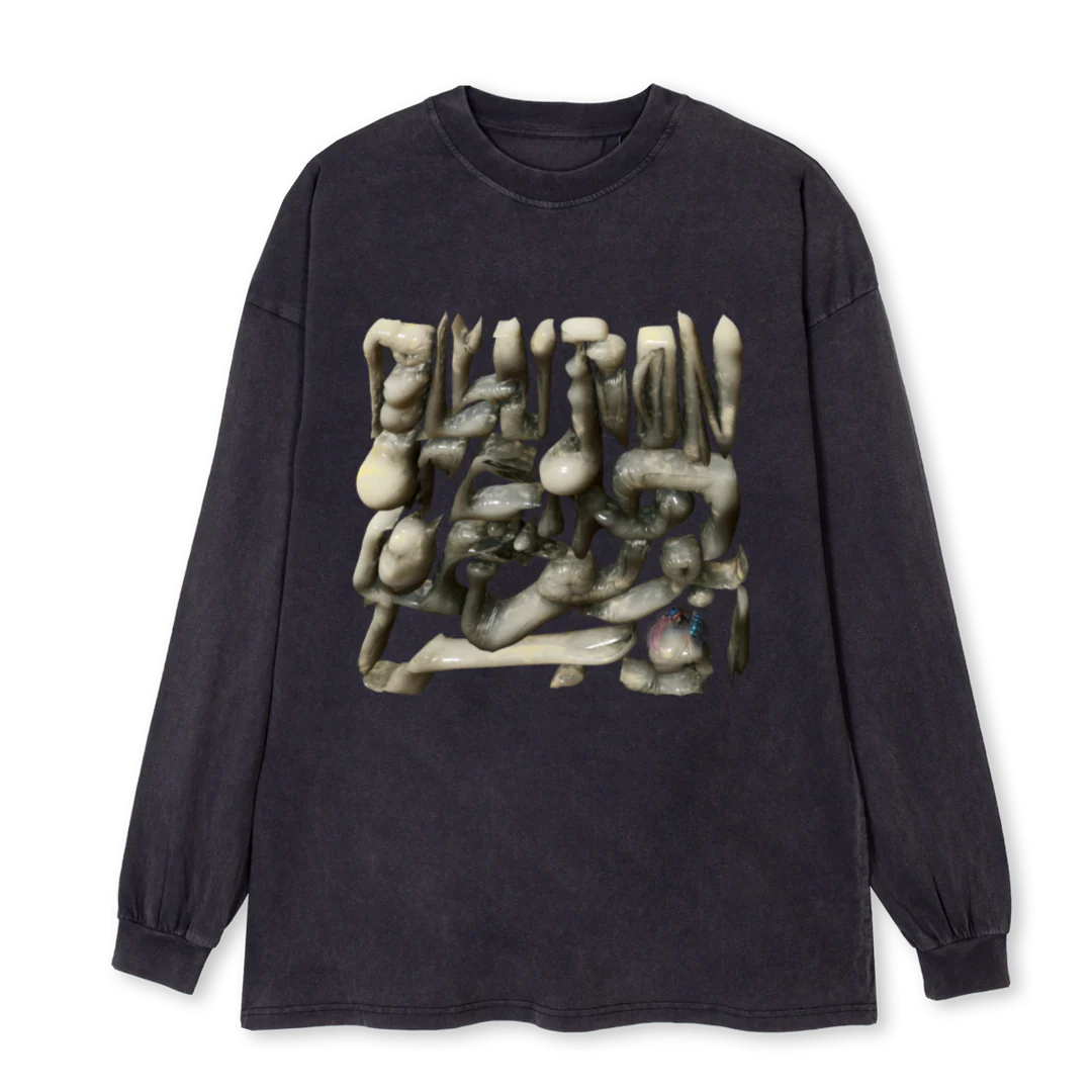 DNPOLLUTION Vintage Black Oversized LS Tee.