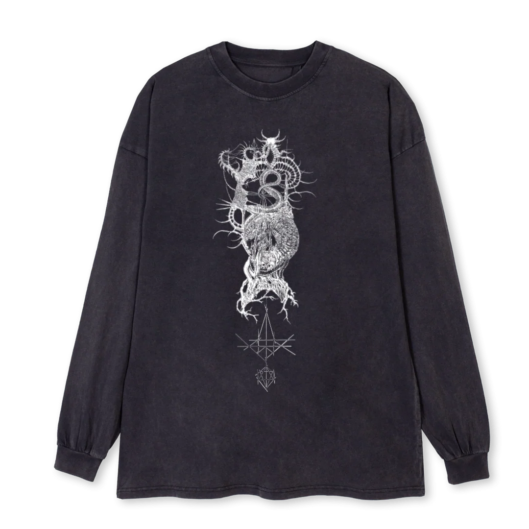 DNRUHAIL Vintage Black Oversized LS Tee.