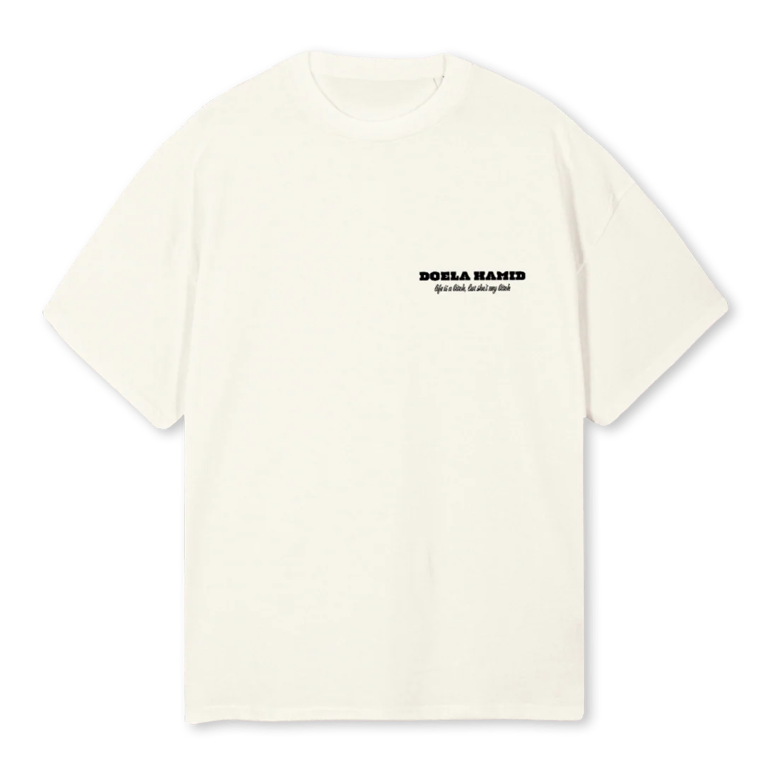 DOELA HAMID TSHIRT Cream Oversized Tee.