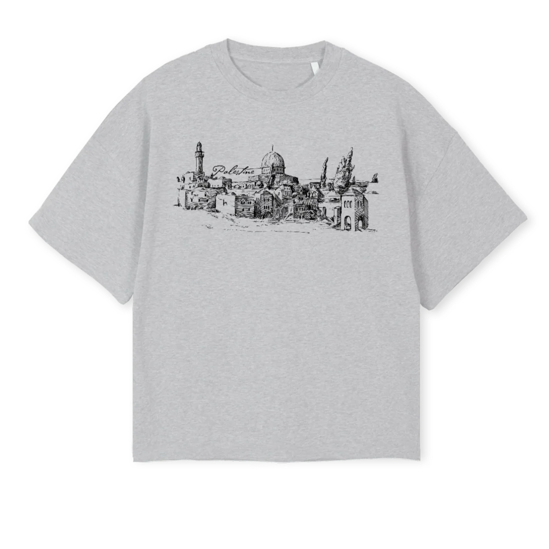 DOMEGREY Light Grey Marl Oversized Boxy Tee.