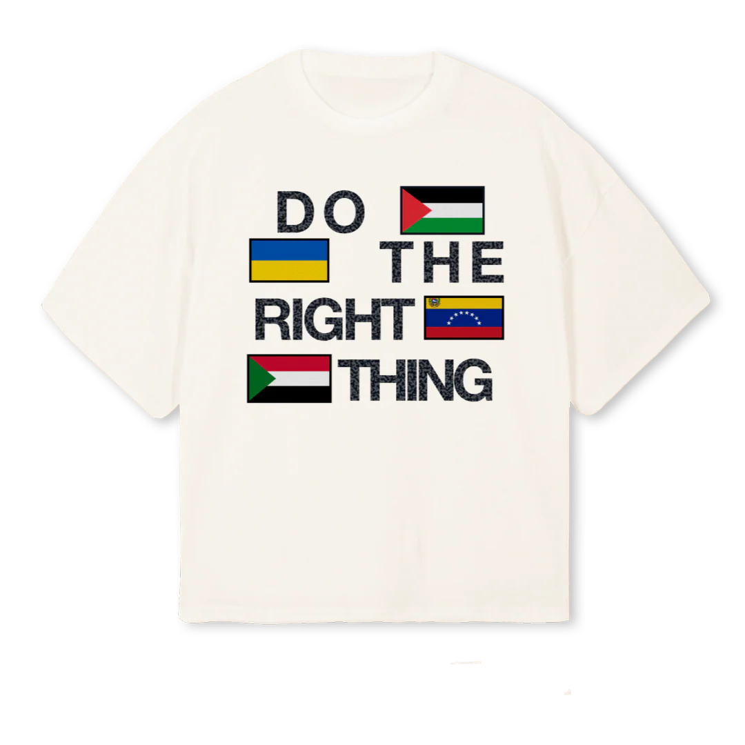 DOTHERIGHTTHING Vintage White Oversized Boxy Tee.