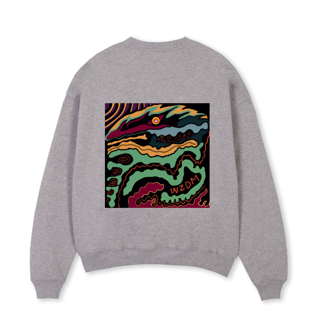 DRAGONSEYESWEATGREY Grey Marl Oversized Crewneck Sweater. - Image 2