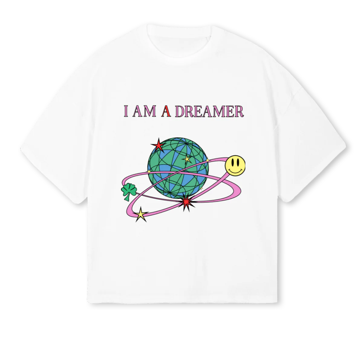 DREAMERWHITE White Oversized Boxy Tee.