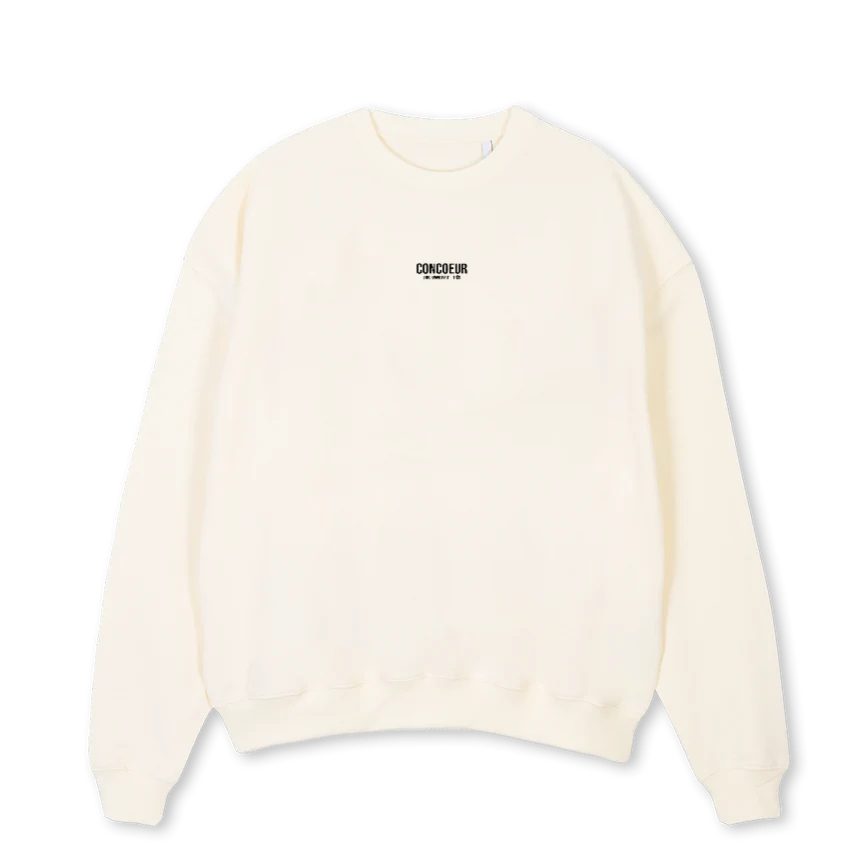 DREI Cream Oversized Crewneck Sweater.