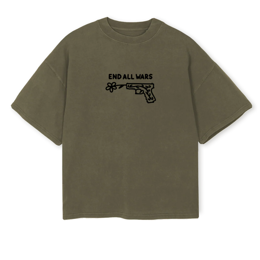 DSHGIHFGSDUA Vintage Olive Oversized Boxy Tee.