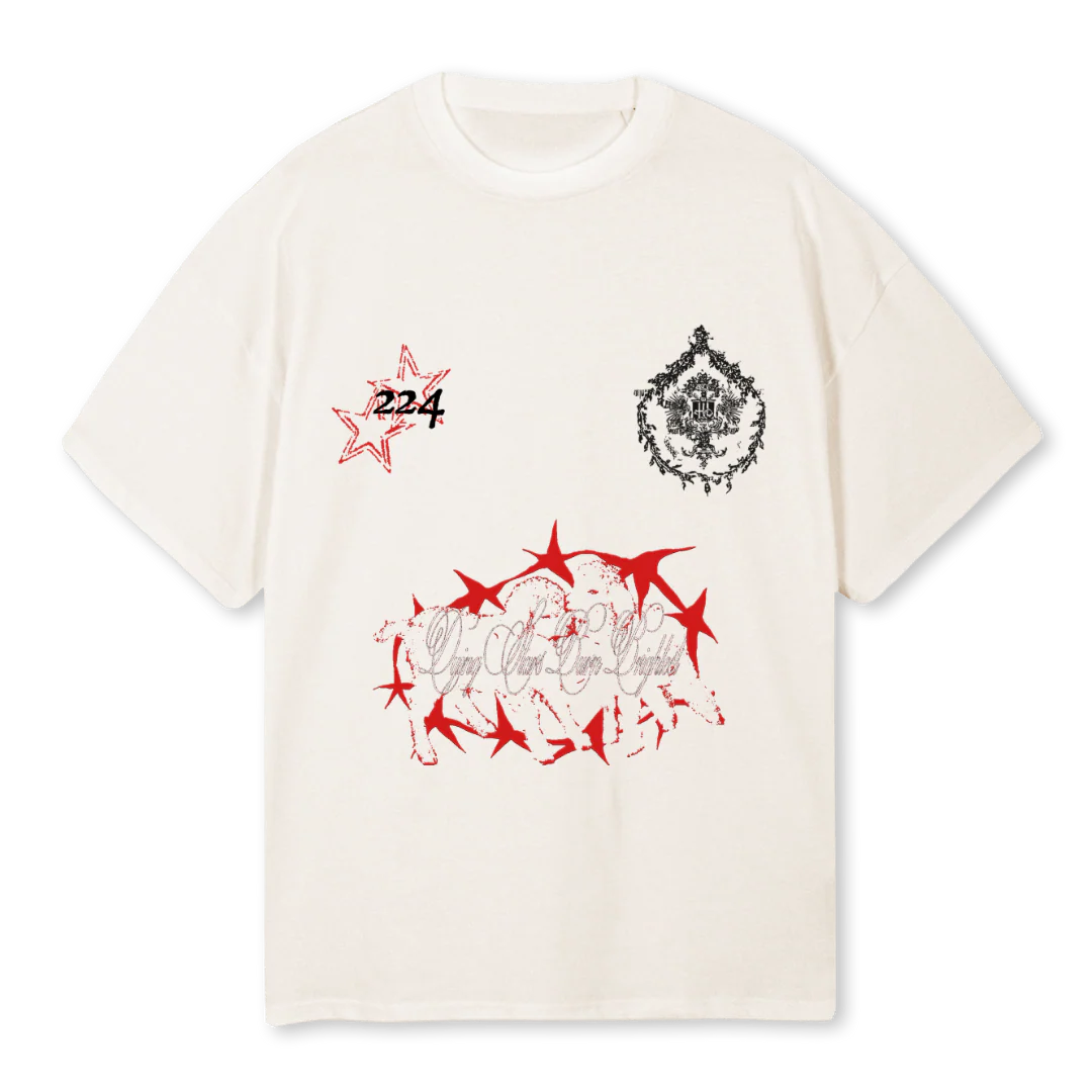 DYINGSTARTEE Vintage White Oversized Tee.