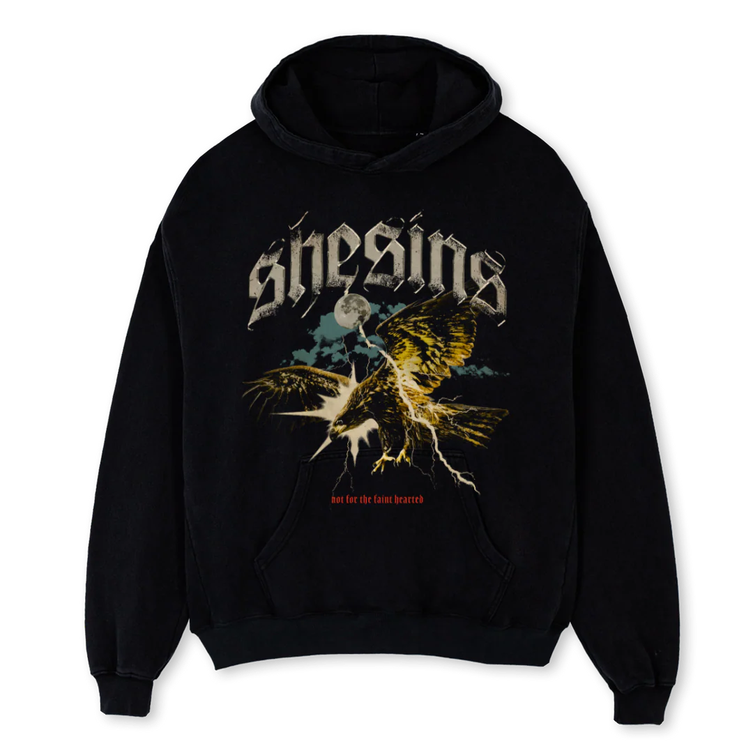 EAGLEHOODB Black Oversized Hoodie.