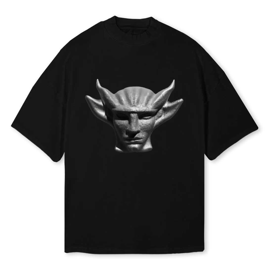 EBEBUEGREGORETEE Black Oversized Mock Neck Tee.