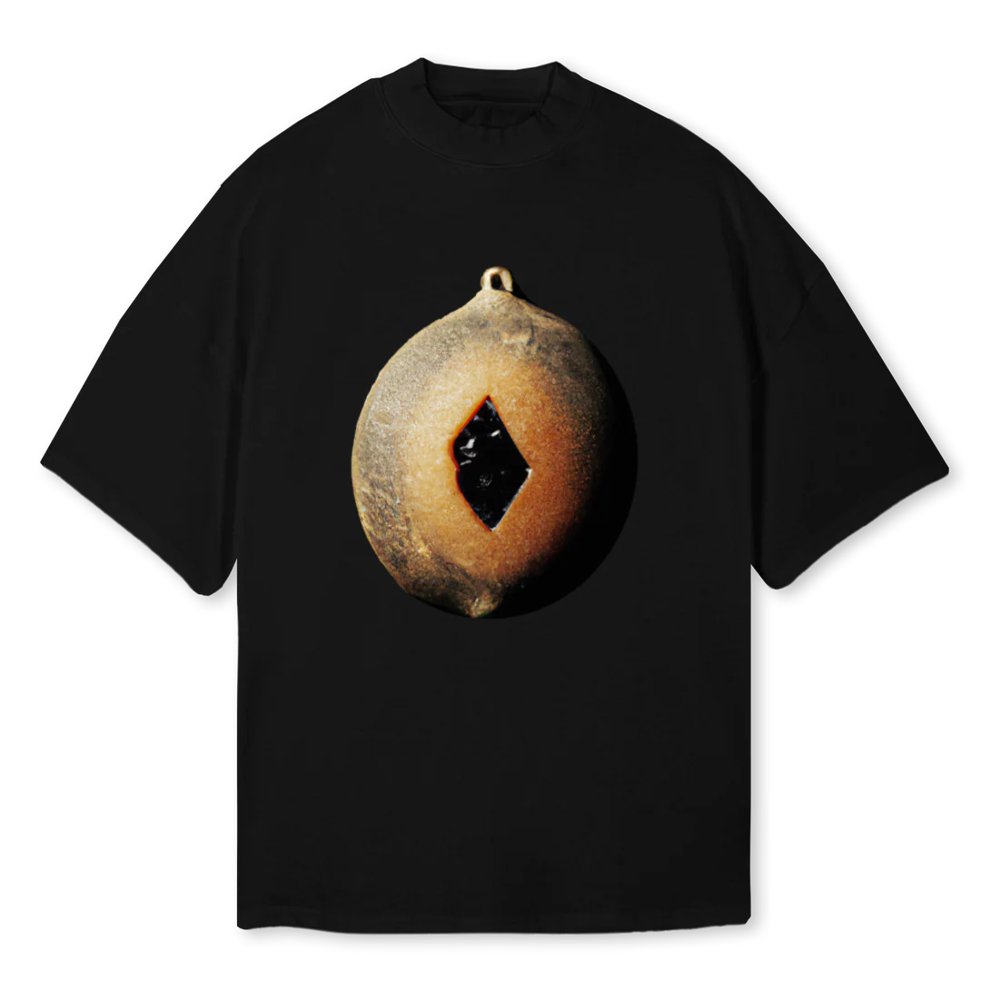 EBEBUTALISMANTEE Black Oversized Mock Neck Tee.