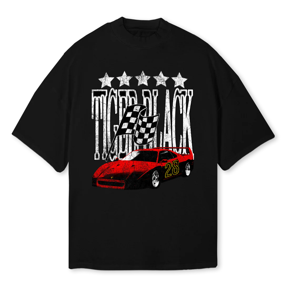 EIGHTY SEVEN Black Oversized Mock Neck Tee.