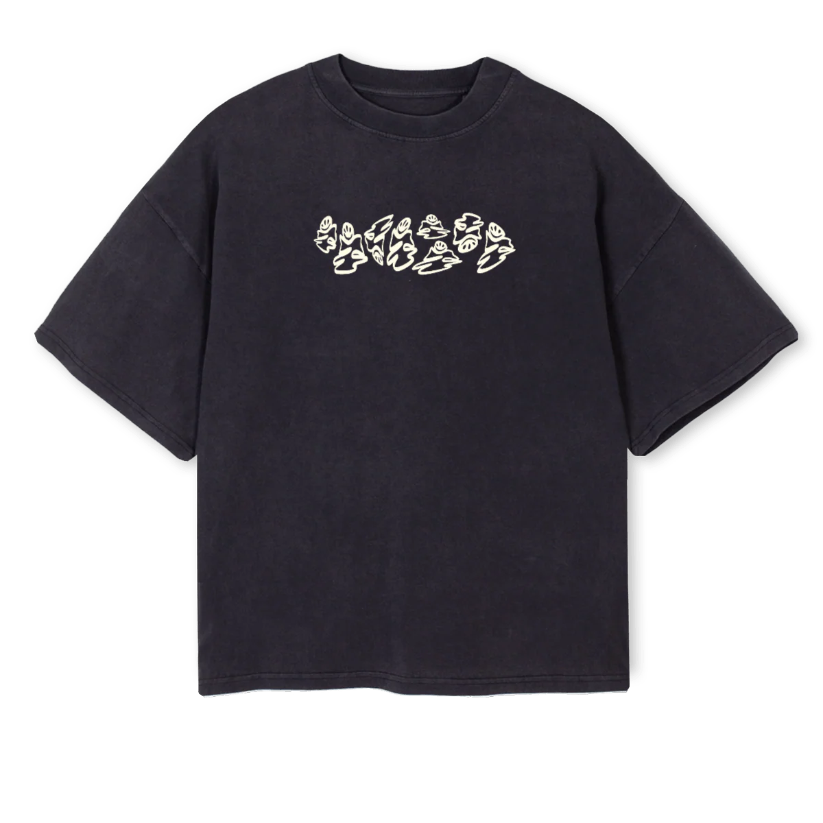 EKCCREWTEE Vintage Black Oversized Boxy Tee.