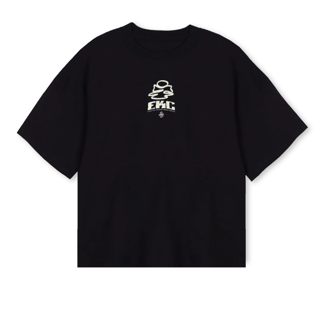 EKCTSHIRT Black Oversized Boxy Tee.