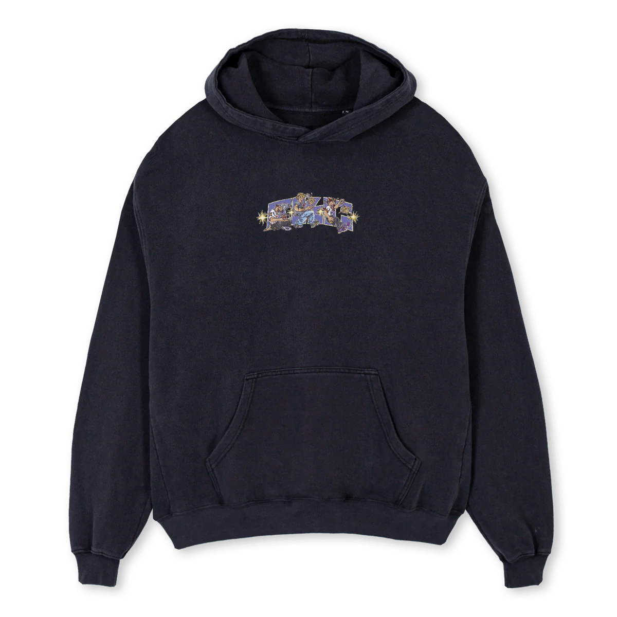 EKCXJS Vintage Black Oversized Hoodie.