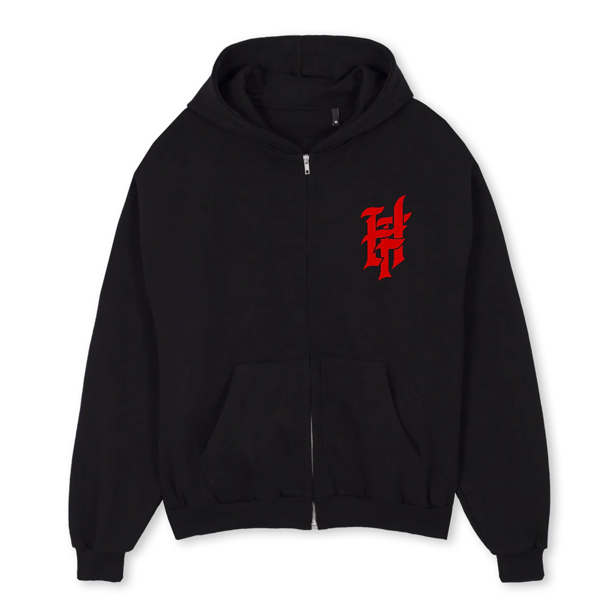 ELECTRO Black Oversized Zipped Hoodie.