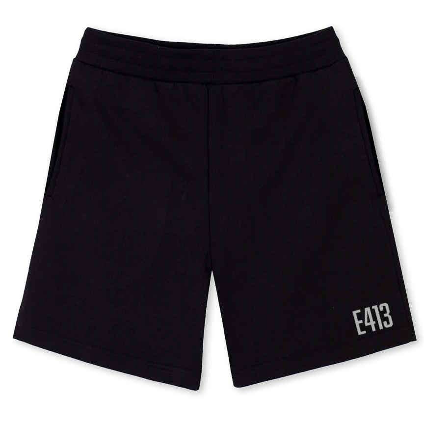ELITEETE Black Relaxed Sweatshorts.