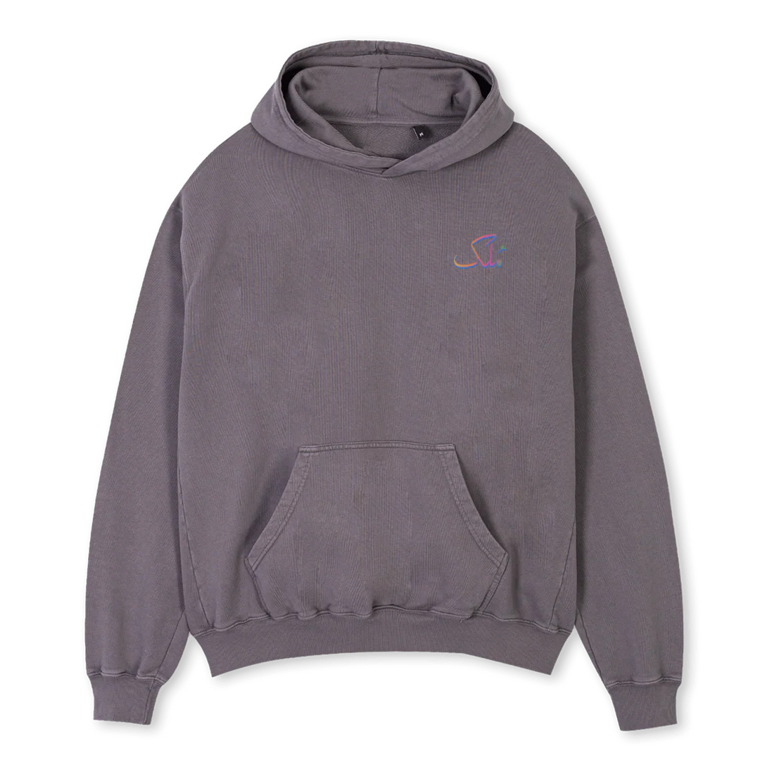 EMAMCIPATION MULK Pigment Grey Oversized Hoodie.