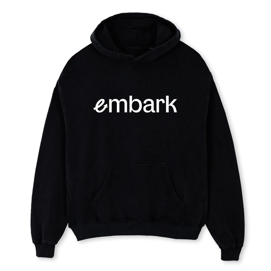 EMBFLOWBLACK Black Oversized Hoodie.
