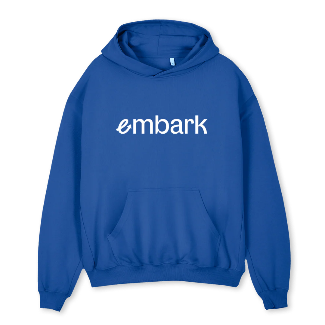 EMBFLOWBLUE Cobalt Blue Oversized Hoodie.