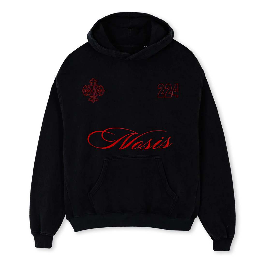 EMBLEMHOODIE Black Oversized Hoodie.