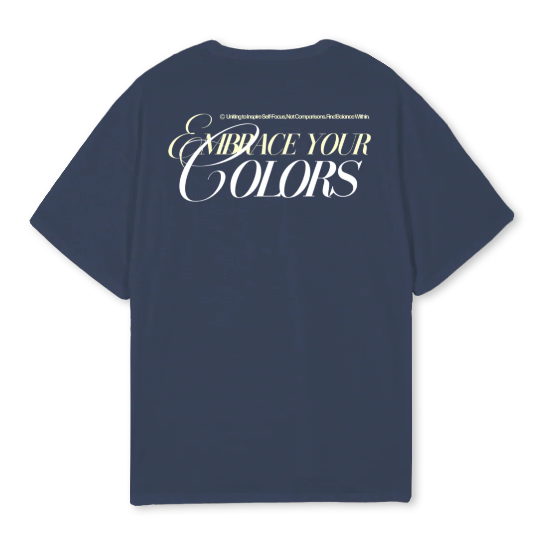 EMBRACECOLORS Navy Blue Oversized Tee. - Image 2
