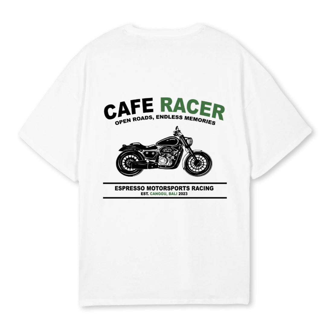 EMSCAFERACER White Oversized Tee. - Image 2
