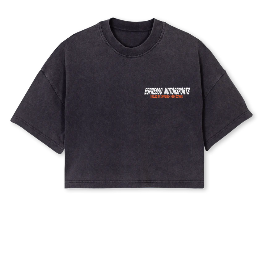 EMSCROPPEDTEESABA Vintage Black Cropped Oversized Tee.