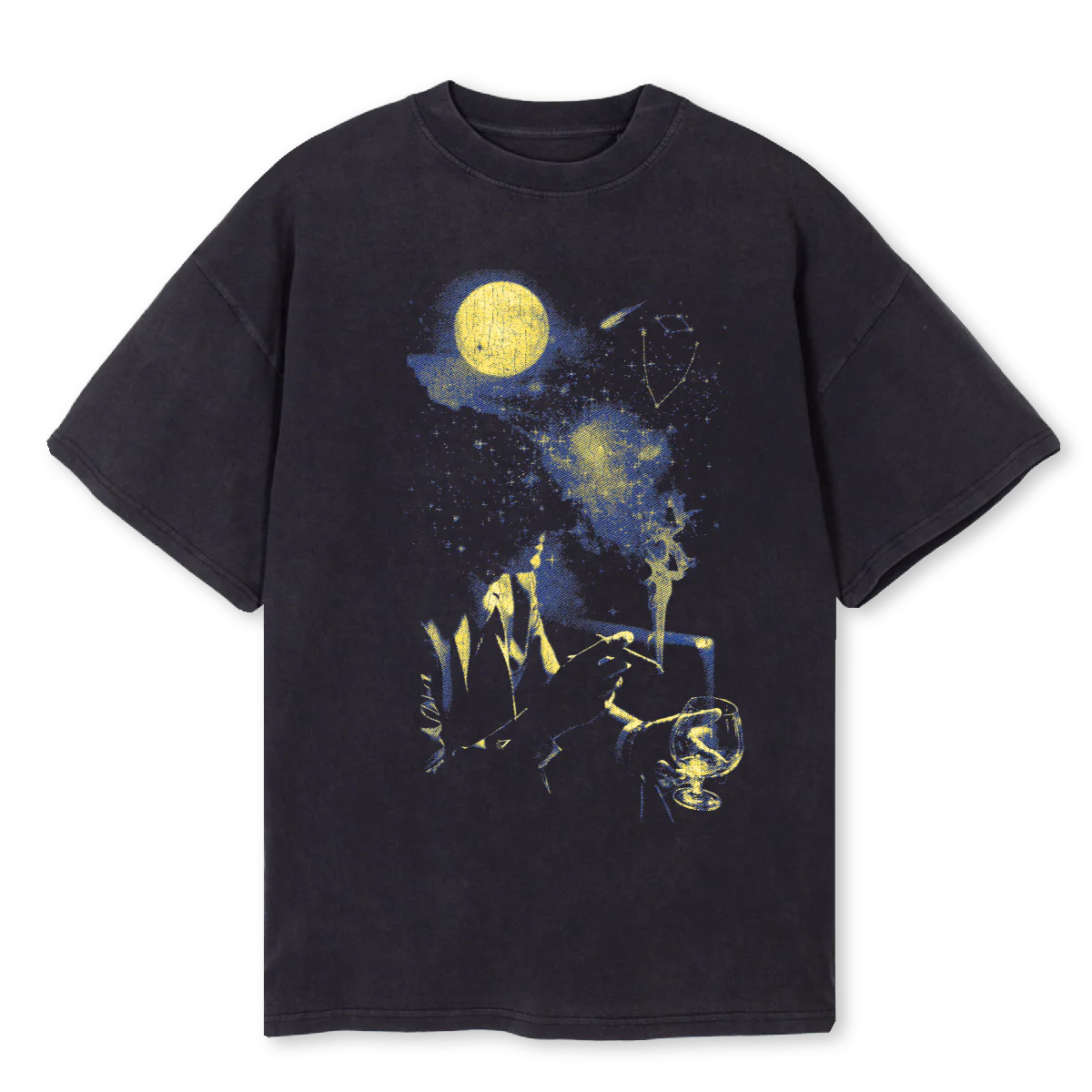 ENLIGHTMENT BLK Vintage Black Oversized Tee.