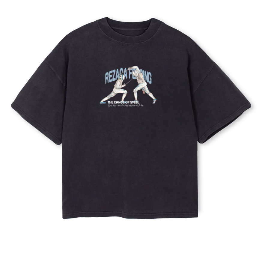 ESGRIMA Vintage Black Oversized Boxy Tee.