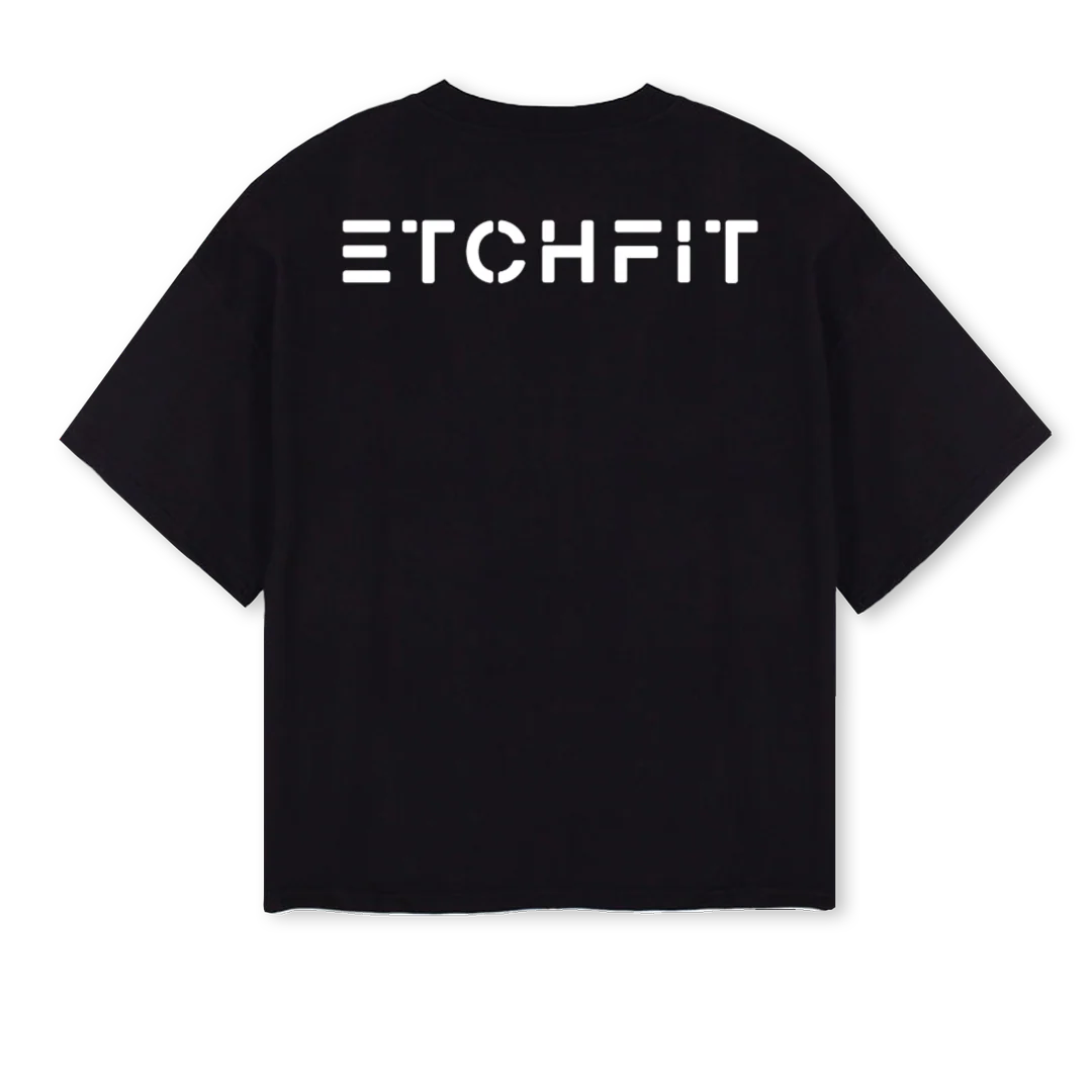 ETCHFITBOXY Black Oversized Boxy Tee. - Image 2