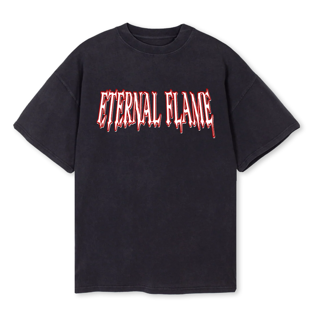 ETERNAL FLAME Vintage Black Oversized Tee.