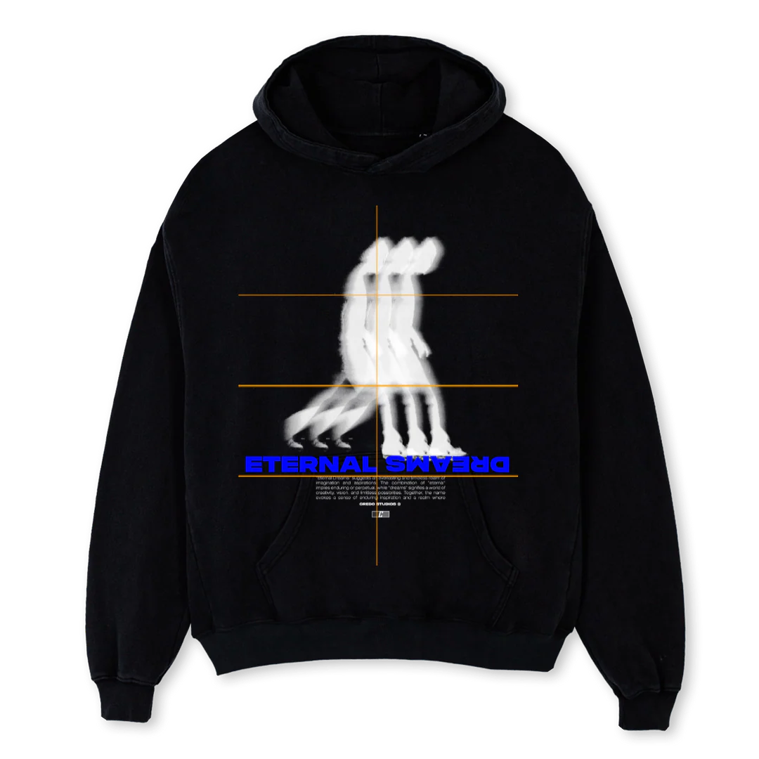 ETERNALDREAMSHOODIE Black Oversized Hoodie.