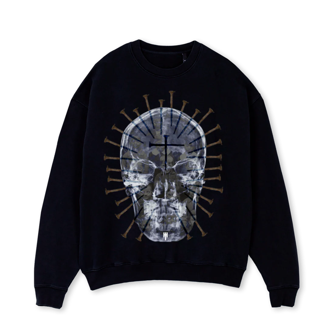 ETERNITY Black Oversized Crewneck Sweater.