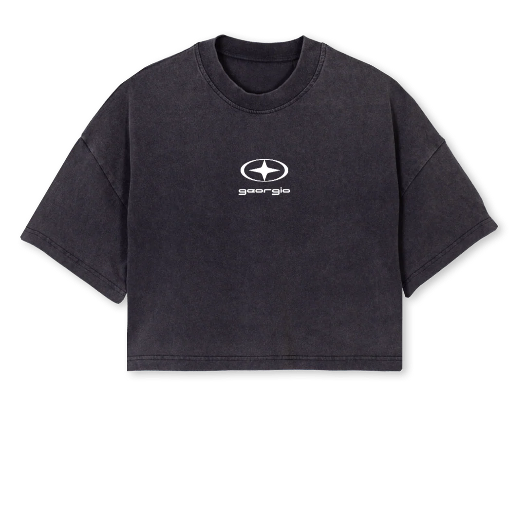 ETHERNAL SHOT Vintage Black Cropped Oversized Tee.