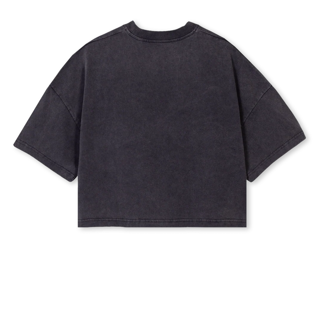 ETHERNAL SHOT Vintage Black Cropped Oversized Tee. - Image 2