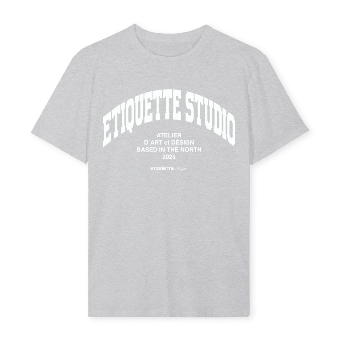 ETIQUETTE LIGHT Light Grey Marl Regular Tee.