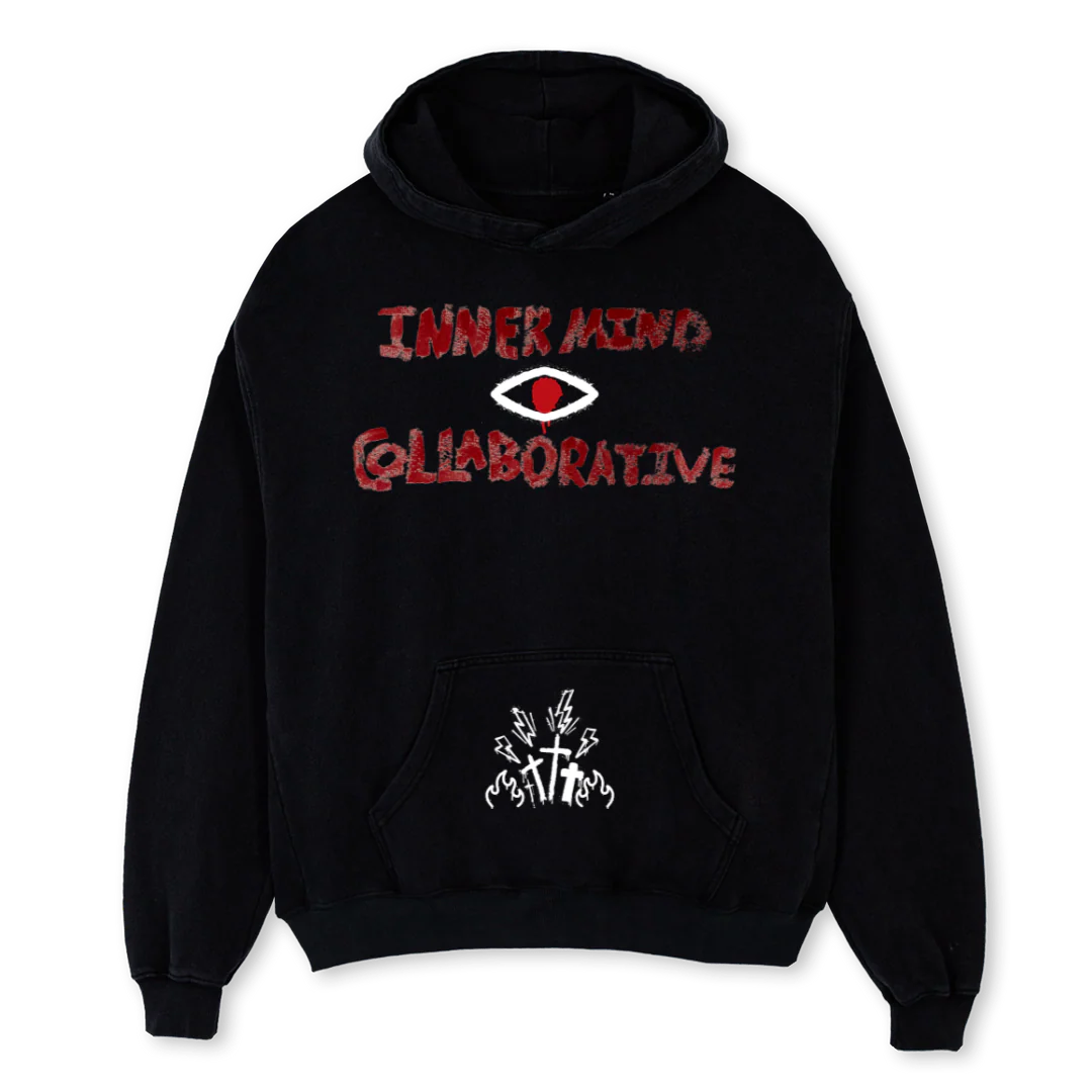 EVILEYE Black Oversized Hoodie.