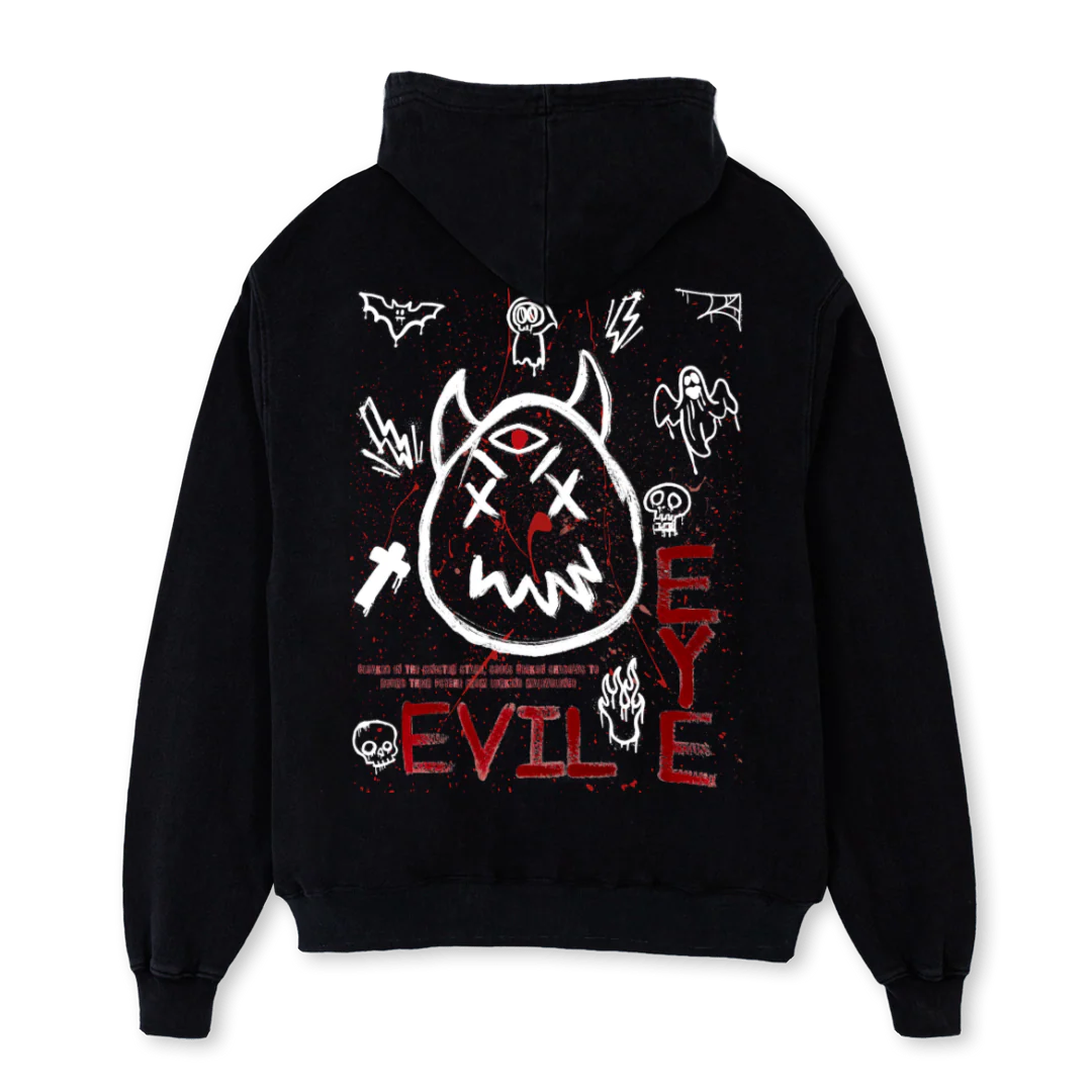 EVILEYE Black Oversized Hoodie. - Image 2