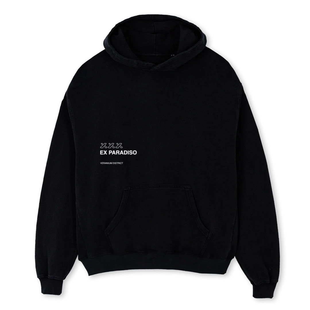 EX PARADISO I Black Oversized Hoodie.
