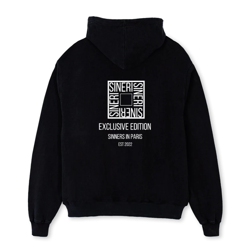EXC EDTN HOODED WHT Black Oversized Hoodie. - Image 2
