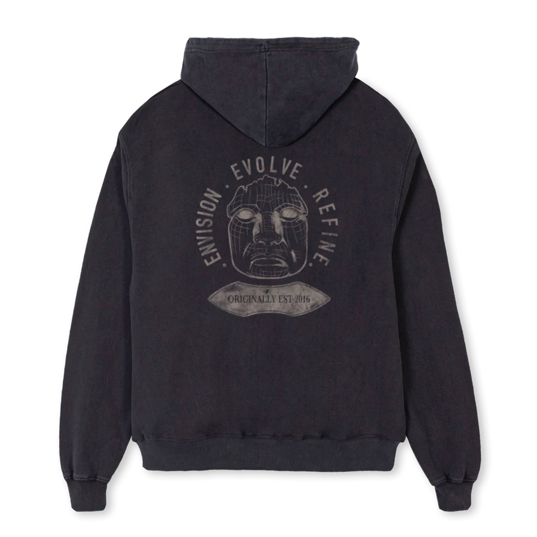 FACEHOODIETWO Vintage Black Oversized Zipped Hoodie. - Image 2