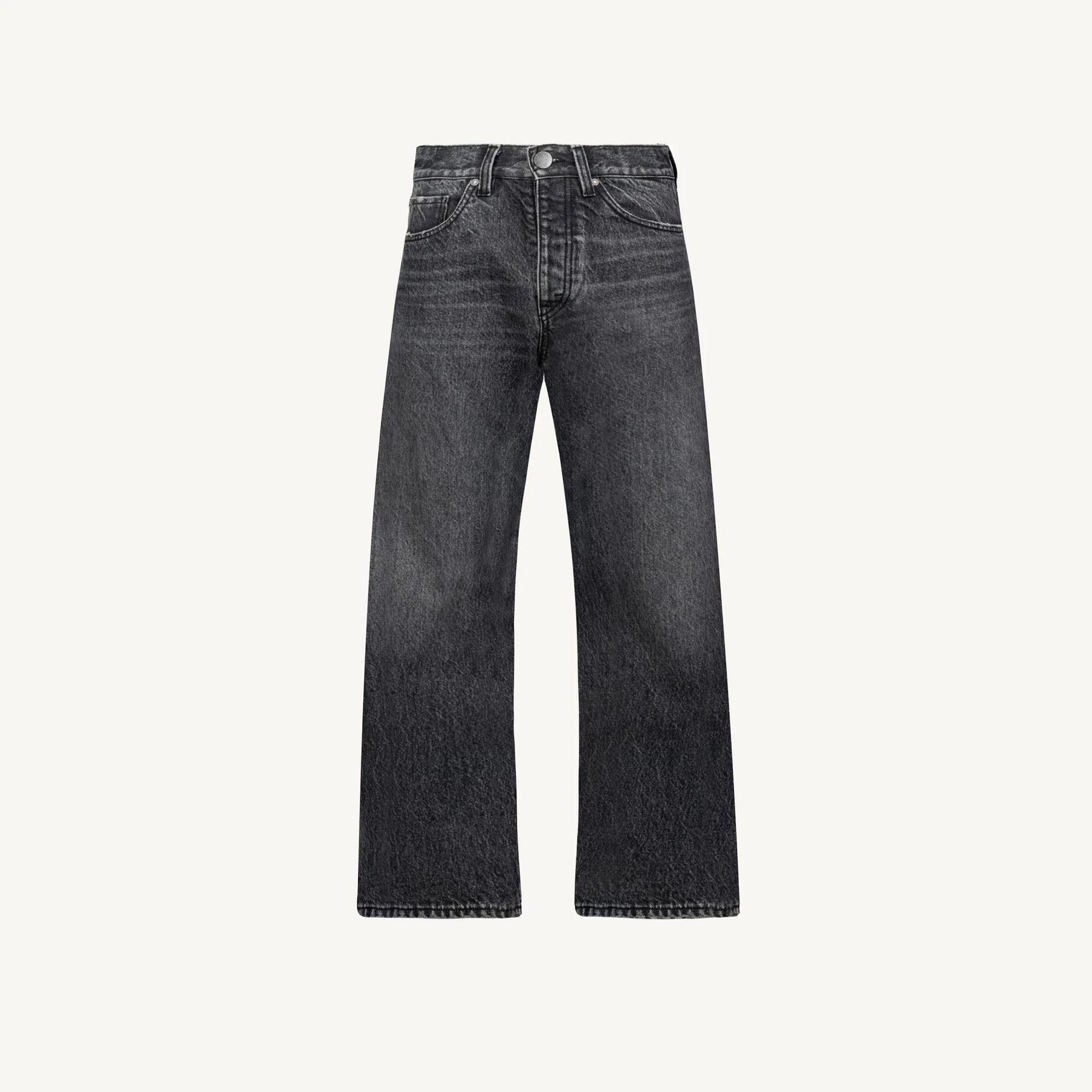 Faded Mid Black Loose Fit Jeans Mockups.