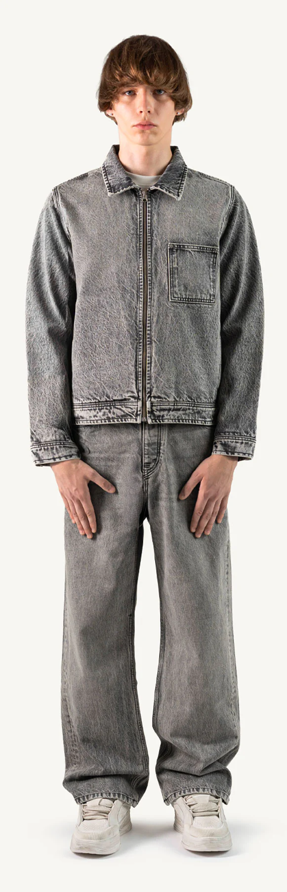 Faded Mid Grey Loose Fit Jeans. - Image 10