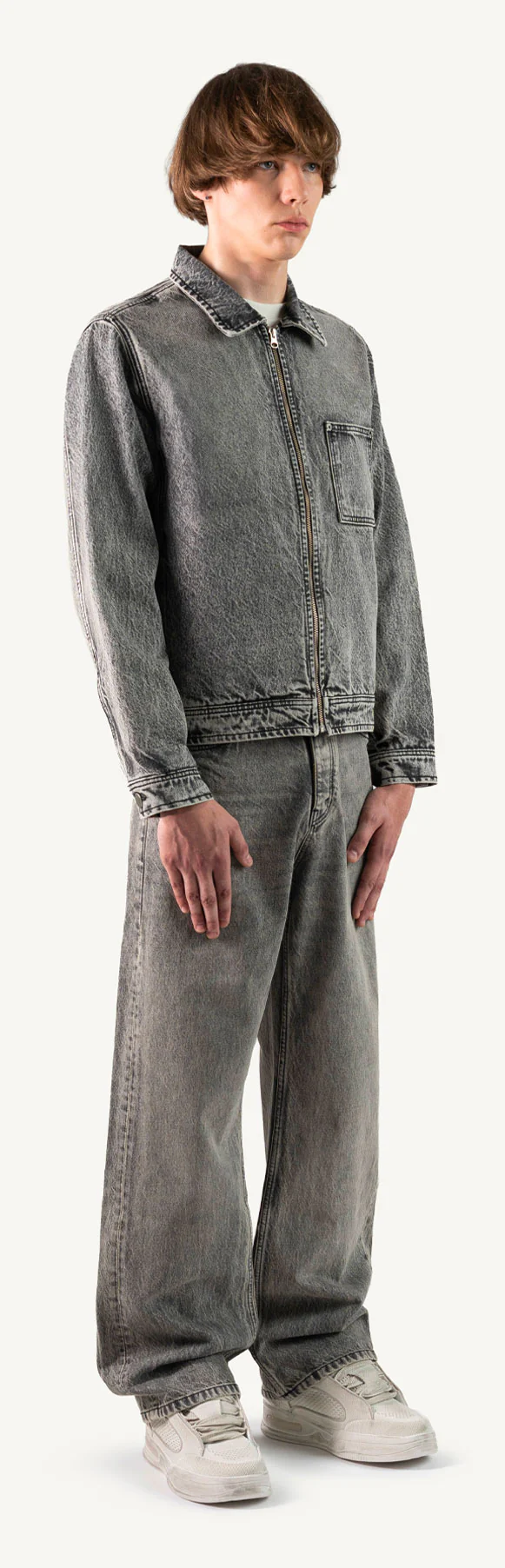 Faded Mid Grey Loose Fit Jeans. - Image 11