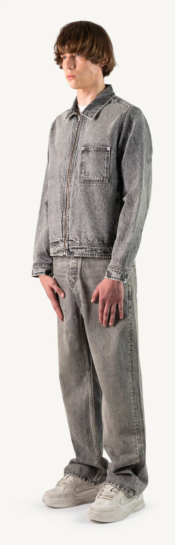 Faded Mid Grey Loose Fit Jeans. - Image 17